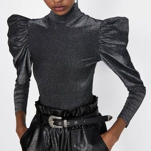 Bershka Puff Sleeve Bodysuit (Medium)